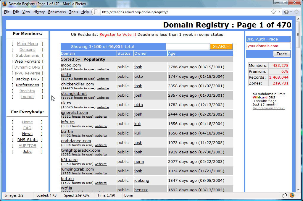 Freedns registry