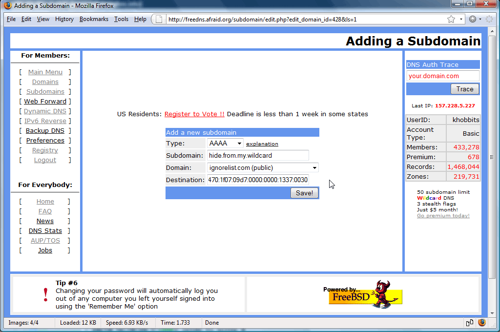 Freedns registry